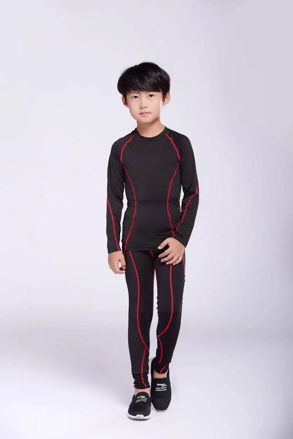 Red suit Комплект детских компрессионных подштанников; спортивная одежда для мальчиков; комплект зимнего термобелья для тренировок; детский спортивный костюм; Детский комплект рашгарда - Цвет: Red suit