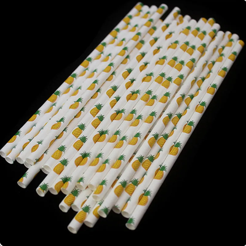 50 шт. Биоразлагаемые бумажные соломинки с фруктовым узором свадебное украшение