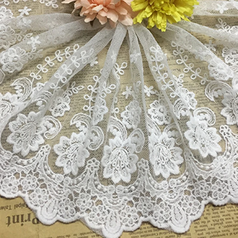 Новый 22 см Белый Кружевной Край Отделка сетка вышивка многоцелевой аппликация