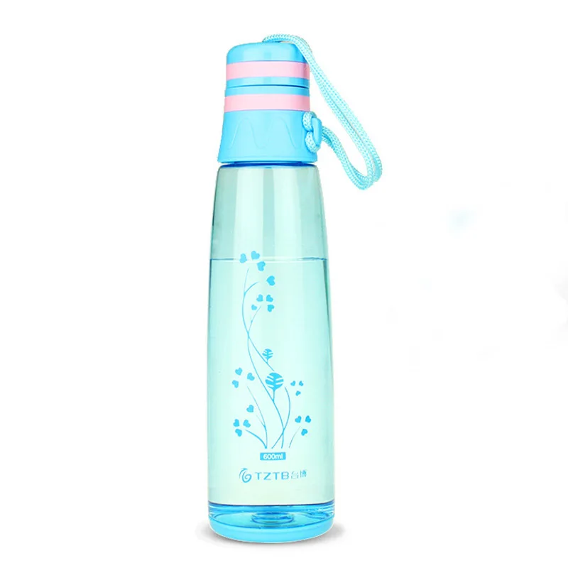 600 мл бутылка для воды My sports bottles для пластиковой питьевой воды с веревкой - Цвет: Синий