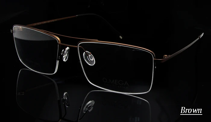 Titanium glass brown Высококачественная оправа для очков из чистого титана, мужские оправа для очков с полуоправой, очки для пилота по рецепту, прозрачные линзы - Цвет оправы: Titanium glass brown