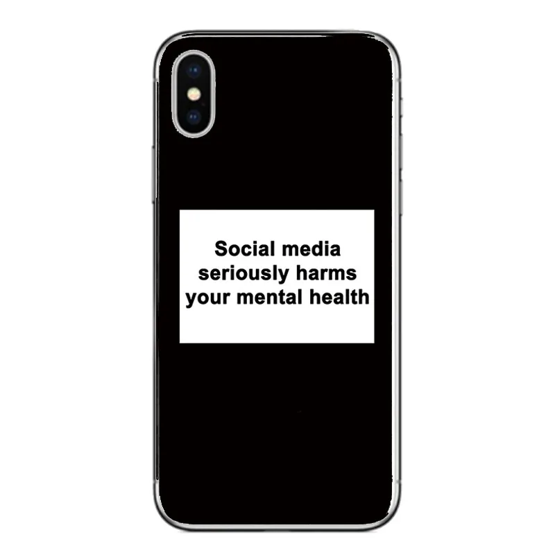 Soft TPU Back Cover Coque Social Media Seriously Harms Your Mental Phone Case For Apple Iphone 5S SE X 6S 7 8 plus XR XS MAX |