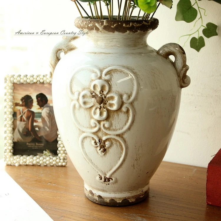 Американская Классическая средиземноморская старая жестяная керамическая ваза