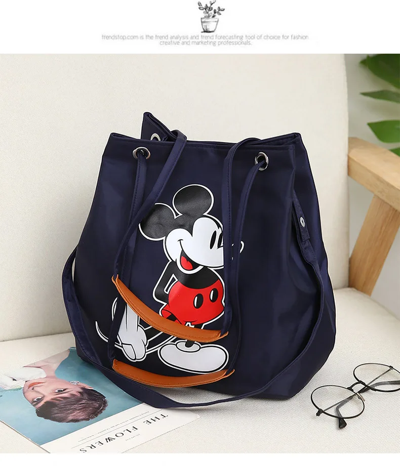 Dark blue Mickey Сумочка Минни Микки, Оксфорд, водонепроницаемая женская сумка, большая вместительность, женская сумка на плечо, женская сумка для покупок, Bolsa Feminina - Цвет: Dark blue Mickey