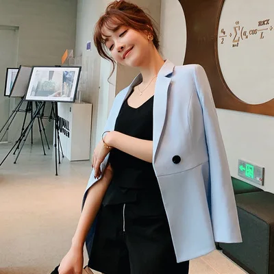 Sky Blue Chaquetas mujer осенняя куртка с длинным рукавом Женская Офисная Женская куртка 5022 80 - Цвет: Sky Blue
