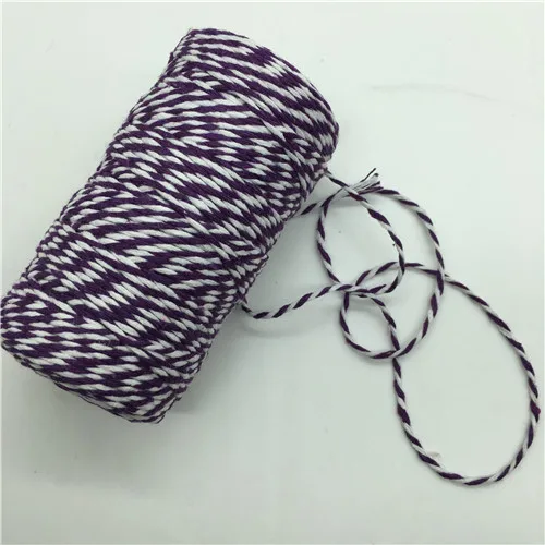 Purple white 100 метров 2 мм двойной цвет хлопковый шпагат Бейкера веревка для DIY ручной работы веревка аксессуары витые шнуры для упаковки декоративные - Цвет: Purple white