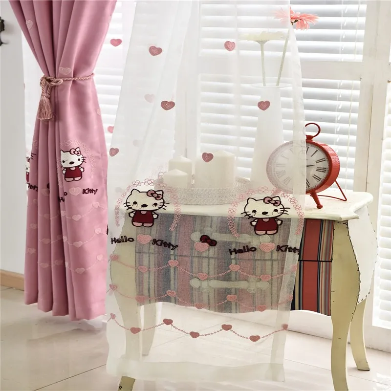 Корейская Роскошная принцесса комната кошка Hellokitty мультфильм розовый девочка дети спальня шторы для гостиной Милая Штора на заказ