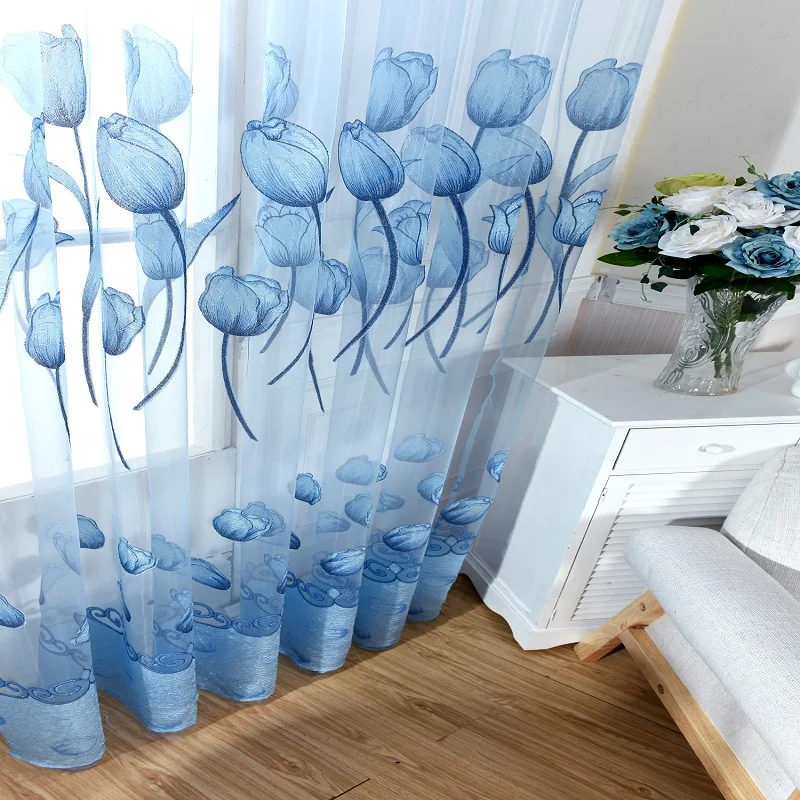 Тюльпан из полиэстера тюлевые шторы для гостиной детской комнаты занавески на