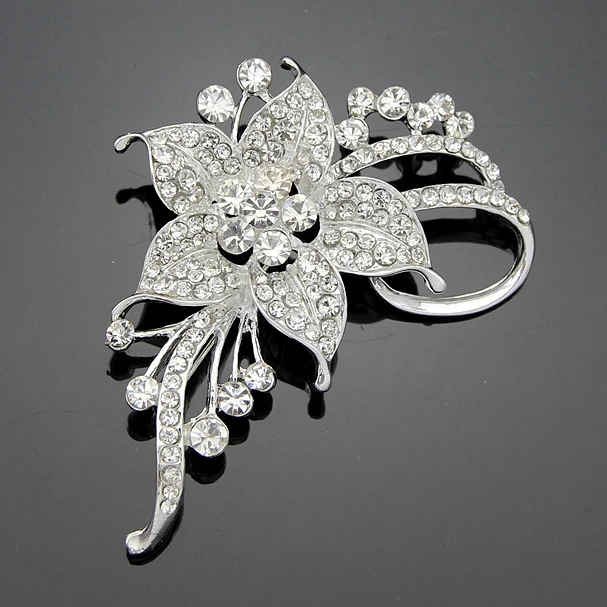 Danbihuabi Новая мода Шпильки Броши украшения белые цветы кристалл брошь для Для