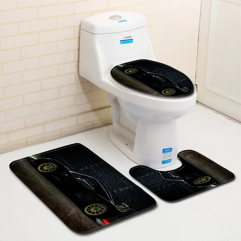 Бесплатная доставка 3 шт. красный гоночный автомобиль Banyo ванная комната ковер