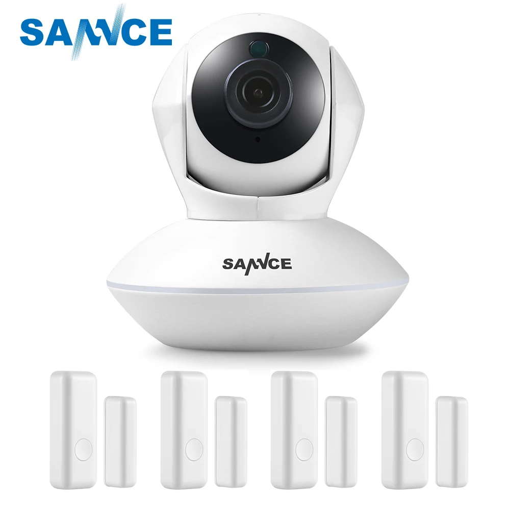 SANNCE 915MHz Беспроводная охранная сигнализация 1 камера + 4 датчика двери 720P Wi Fi