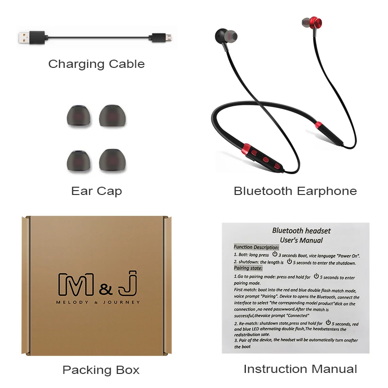 M &amp J F02 шейные Bluetooth-наушники Беспроводные наушники для Xiaomi IPhone Стереонаушники
