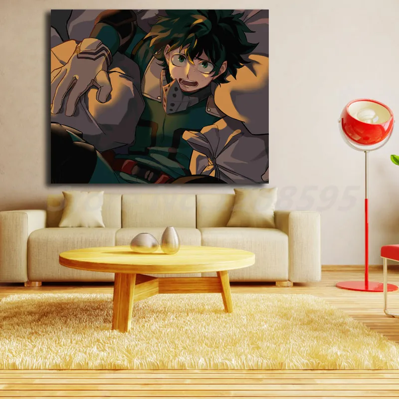 Izuku Midoriya My Hero academic боятся аниме мальчик обои художественный холст постер Картина