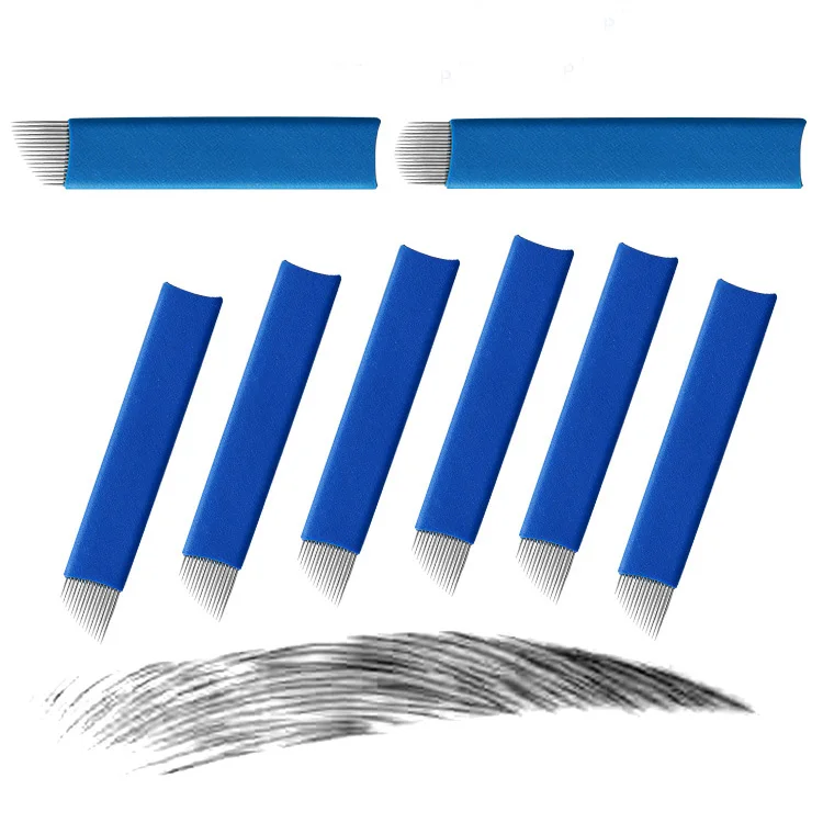 Permanent Makeup Eyebrow Tattoo Needles Professional Beauty Microblading Accessories Blade Kit For Manual Pen 50pcs/lot | Красота и