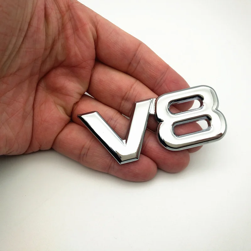 Металлическая 3d наклейка V6 V8 хром металлическая для автомобиля значок украшение
