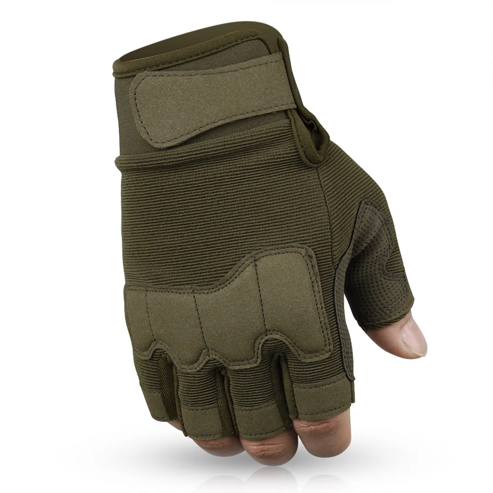Army Green Тактические перчатки мужские военные армейские боевые перчатки спецназ мужские уличные охотничьи противоскользящие камуфляжные перчатки с полупальцами - Цвет: Army Green