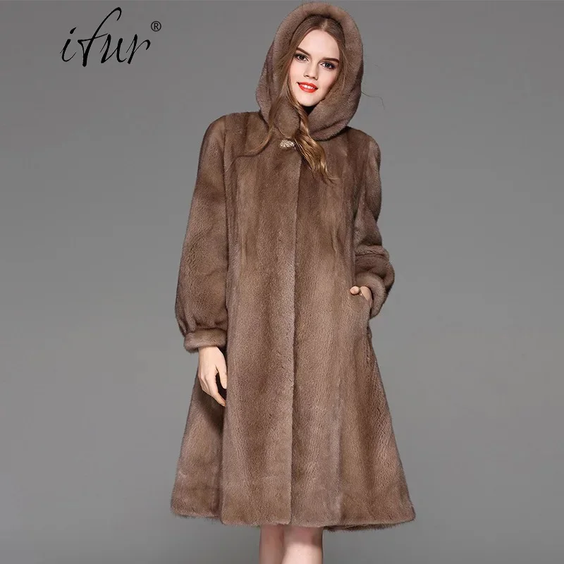2021 брендовая роскошная женская куртка из натурального меха норки длинный стиль с