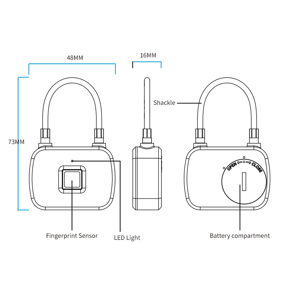 USB charagable keyless дверной замок безопасный замок отпечатков пальцев водонепроницаемый IP65 замок Коробка для хранения/почтовый ящик/шкаф замок