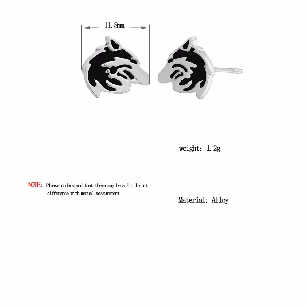 Новое поступление серьги гвоздики в форме животного волк собака сплав голова для