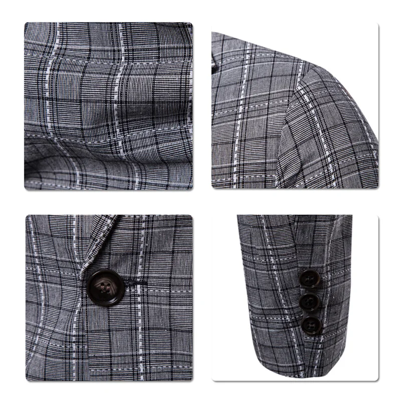 YUNCLOS New Slim Fit Business Men Suit Blazer Classic Plaid Print Jacket High Quality Casual Male Prom Blazers | Мужская одежда