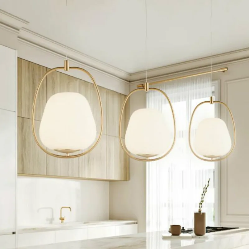 

Nordic creative glass ball chandelier bedroom bedside restaurant bar post-modern engineering lamps WF4191938