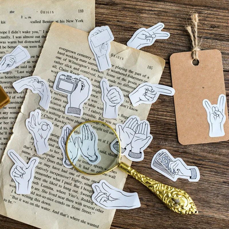45 шт./партия Мини черно-белые жесты стикер украшения DIY Скрапбукинг наклейки Kawaii