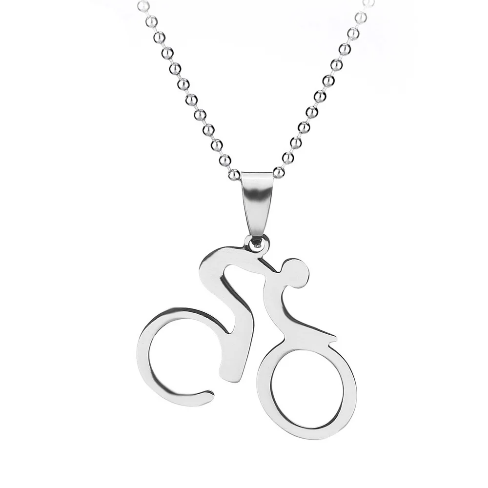 Fashion Trendy Jewelry Bike Pendant Stainless Steel Necklaces Cycling Necklace Simple and exquisite summer accessories | Украшения и