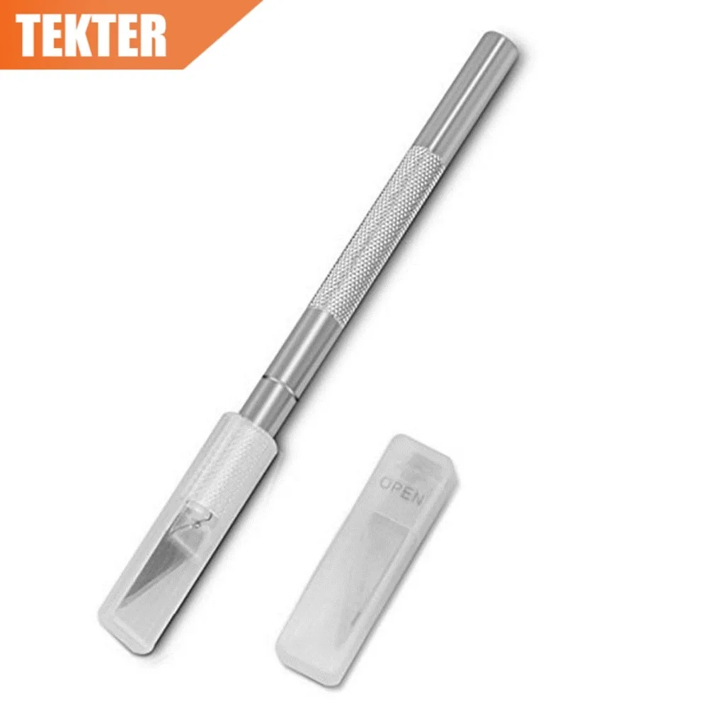 TEKTER Metal Handle Hobby Knife Cutter Craft knife Pen with 5pcs Blade Knives set for PCB Phone Repair DIY tool | Инструменты