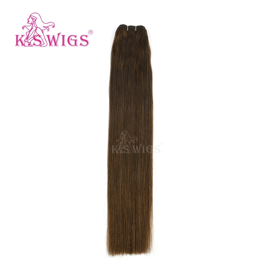 K.S парики 20 ''прямые волосы remy уток человеческих волос двойные нарисованные натуральные кудрявые пучки волос 100 г/шт