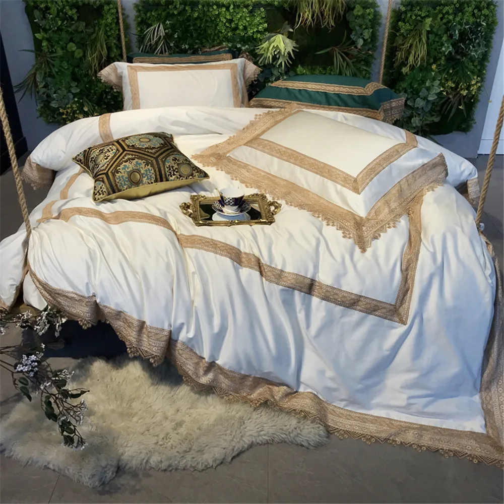 Комплект постельного белья из 4 предметов египетского хлопка и льна | Дом сад