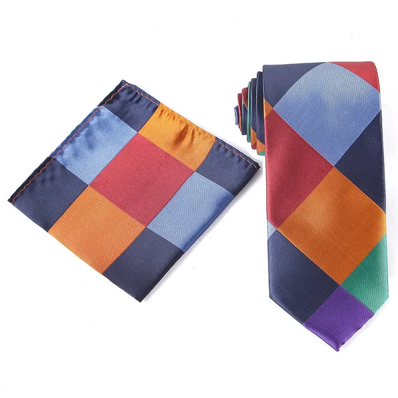 WTHS-044 tie set Портной Смит, Новое поступление, набор галстуков на шею 7,5 см, галстук и носовой платок, мужской набор галстуков, модный клетчатый полосатый мужской галстук, подарки для мужчин - Цвет: WTHS-044 tie set