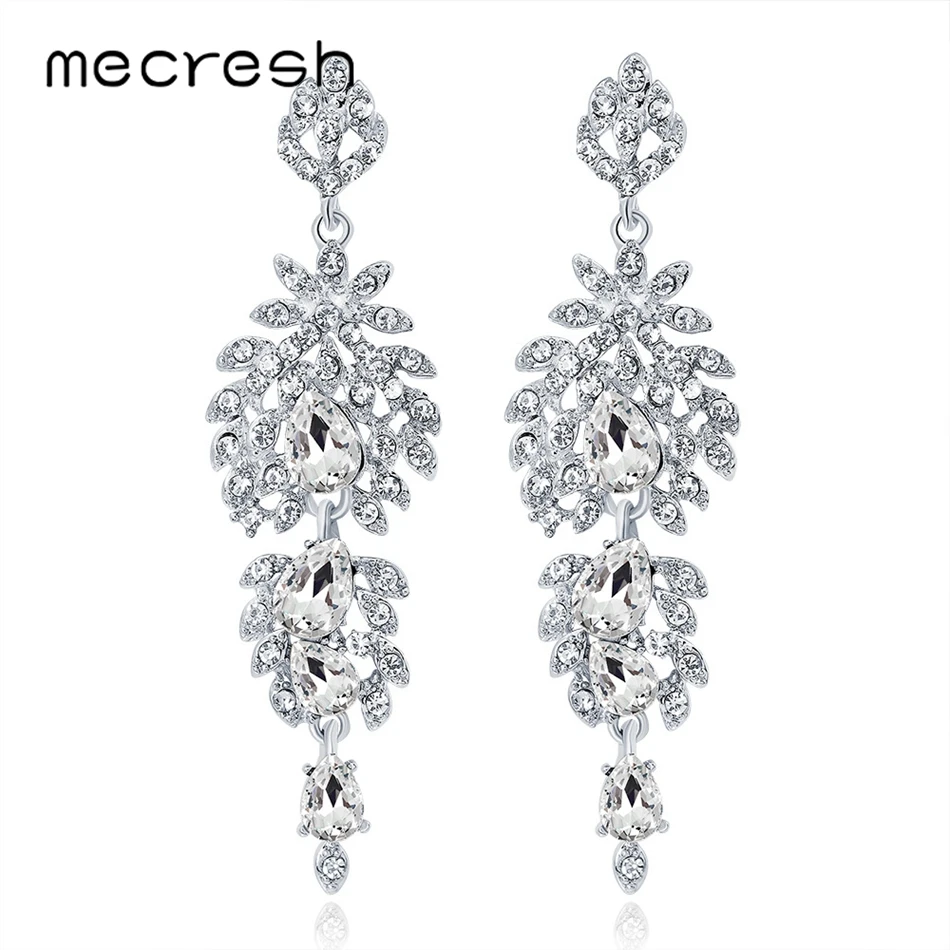 Серьги-подвески Mecresh с кристаллами серебро 2019 пробы |