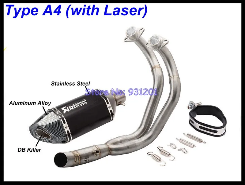 Выхлопная система мотоцикла для Yamaha MT07 mt-07 FZ07 FZ-07 Tracer(-) XSR700(-) Akrapovic глушитель - Цвет: Type A4 (Laser)