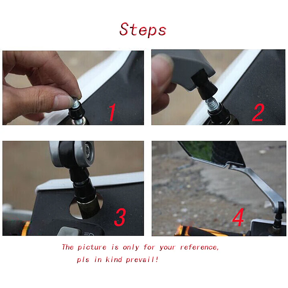

1Pair HD Side Rear View Mirrors Backup Mirror for Motorcycle Motorbike Honda Yamaha Suzuki Kawasaki