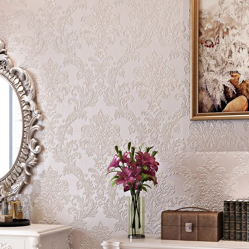 Европейский нетканый фон для гостиной дамасская розовая романтическая