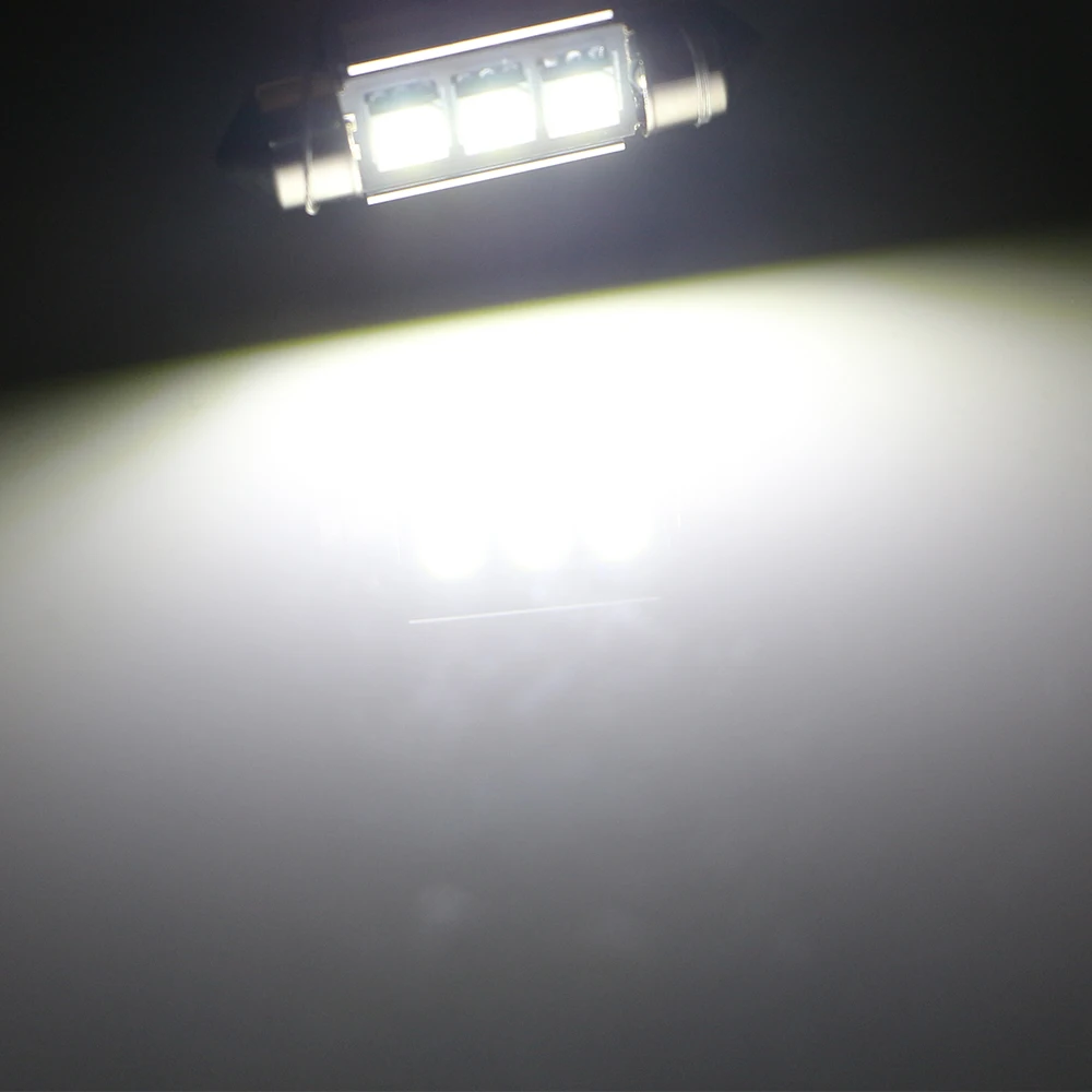 

50pcs Festoon 36mm 39mm 42mm 5050 3 SMD Light Bulb for License Plate Dome Lights Car Door Lights Nonpolarity No Error White