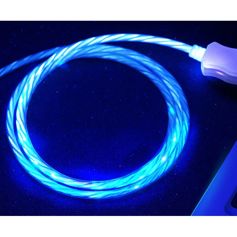 CatXaa 100 см светящийся Блестящий USB-кабель Micro USB Type-c для передачи данных А адаптер