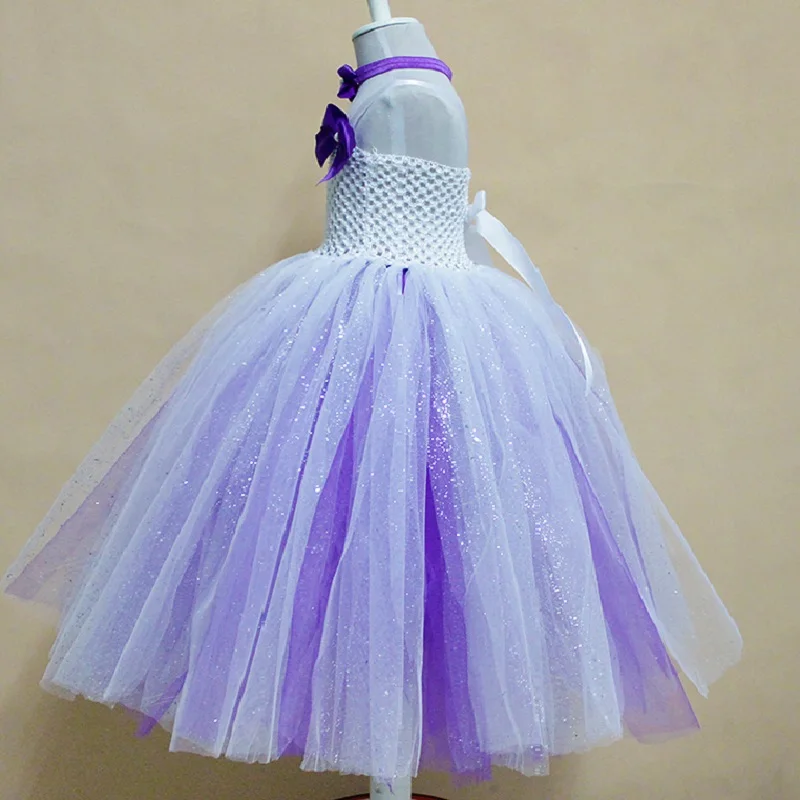 Новое поступление модное фиолетовое блестящее платье-пачка для маленьких