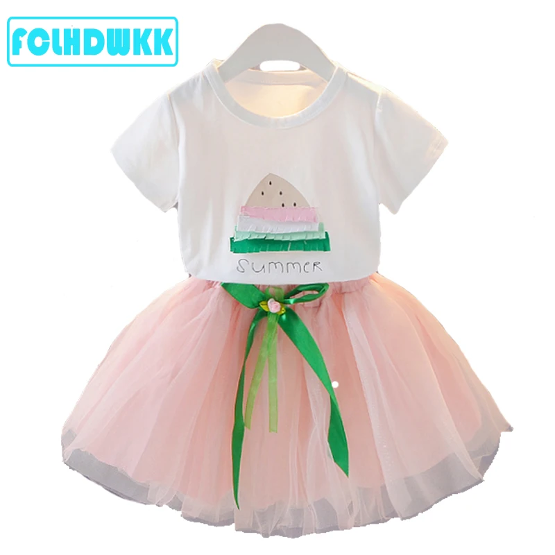 Платье для девочек 2018 летняя Брендовая детская одежда футболка с