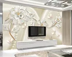 Пользовательские обои 3d стерео фотообои простой рельефный белый цветок ТВ фон обои домашний Декор 3d обои
