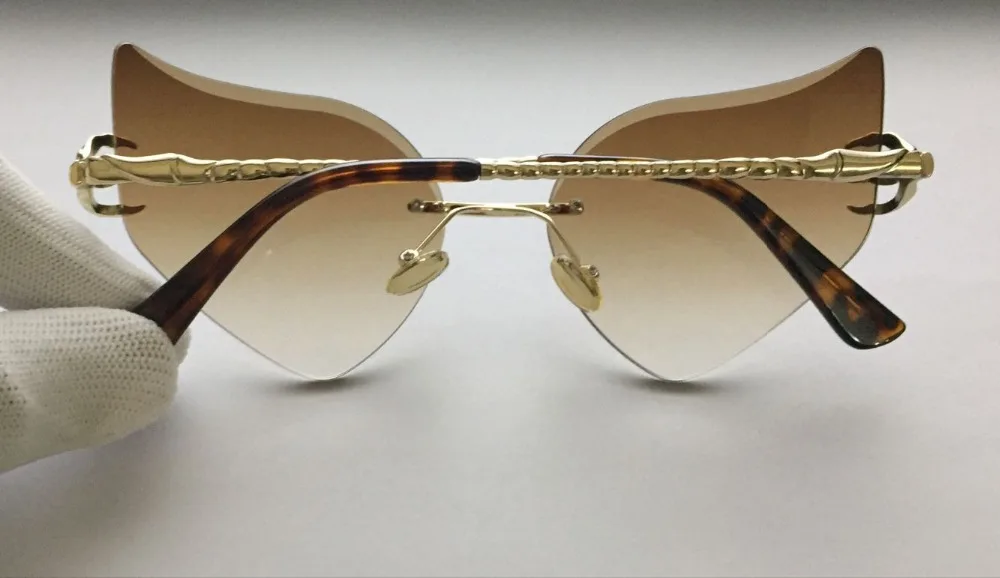 Ретро Винтажные Солнцезащитные очки Cateye женские роскошные брендовые дизайнерские солнцезащитные очки сексуальные градиентные солнцезащитные очки без оправы женские лапы