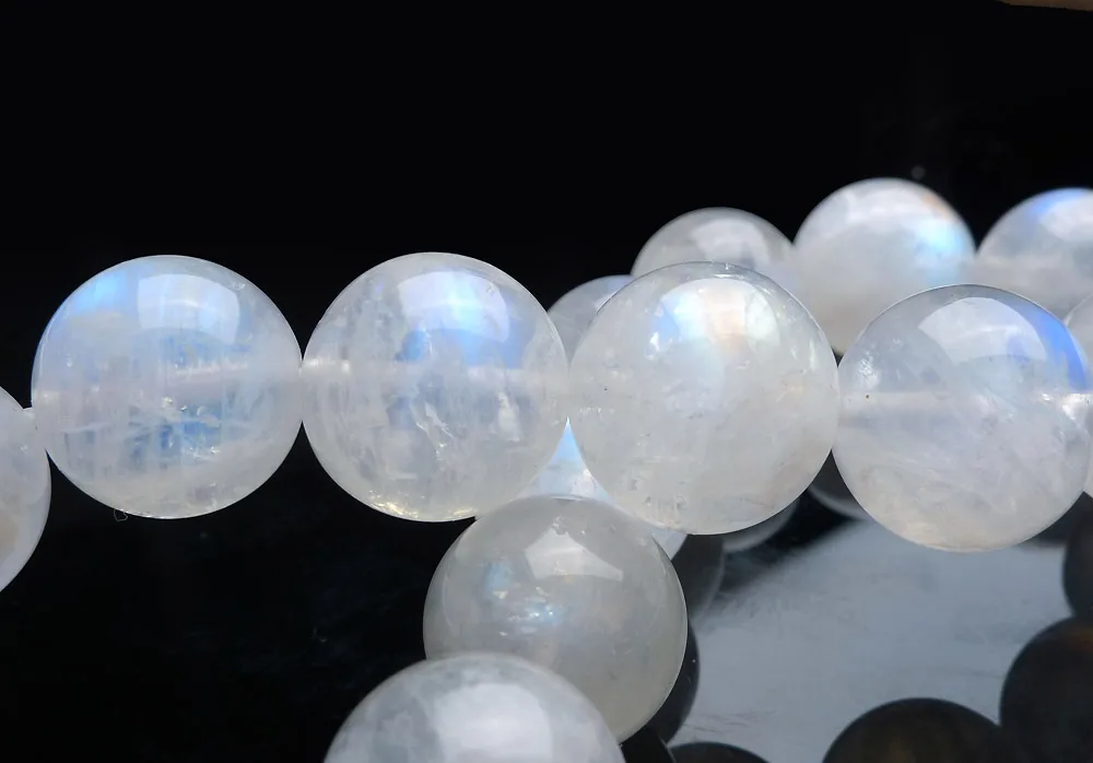 Высокое качество естественный синий свет лунный камень радуга 12 мм хрустальные