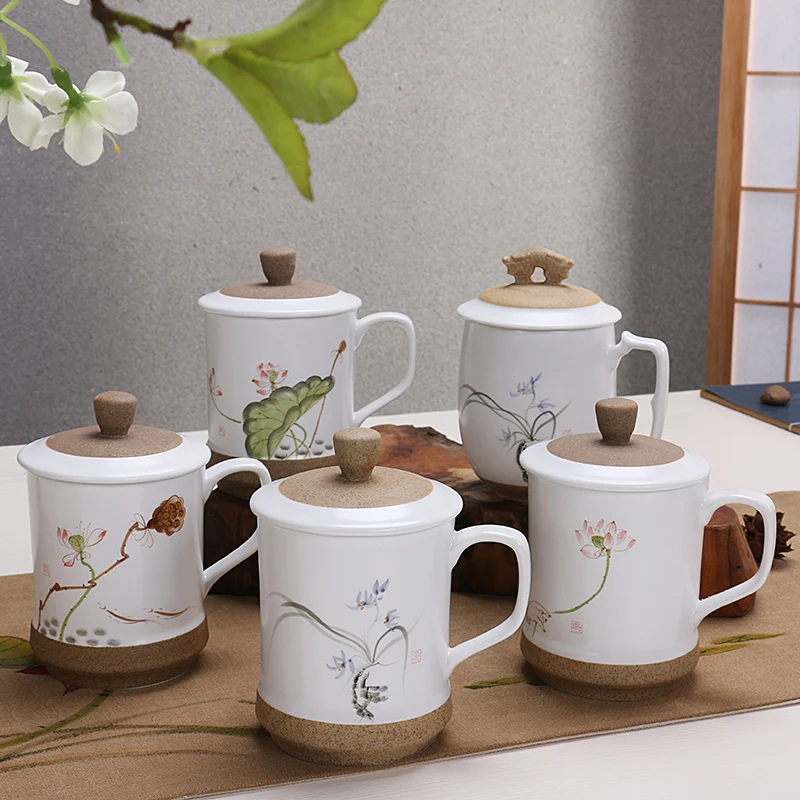 

Tea set cup ceramic cover glass large capacity teacup tea cup