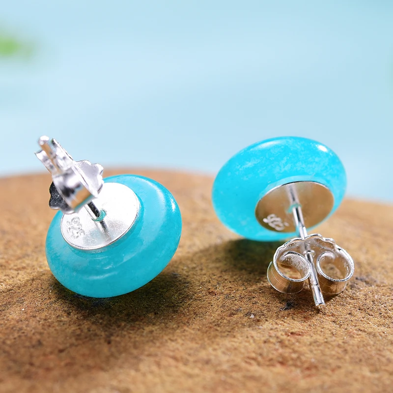 Lotus Fun Moment Real 925 Sterling Silver Creative Fashion Jewelry Minimalist Design Blue Sky and Clouds Stud Earrings for