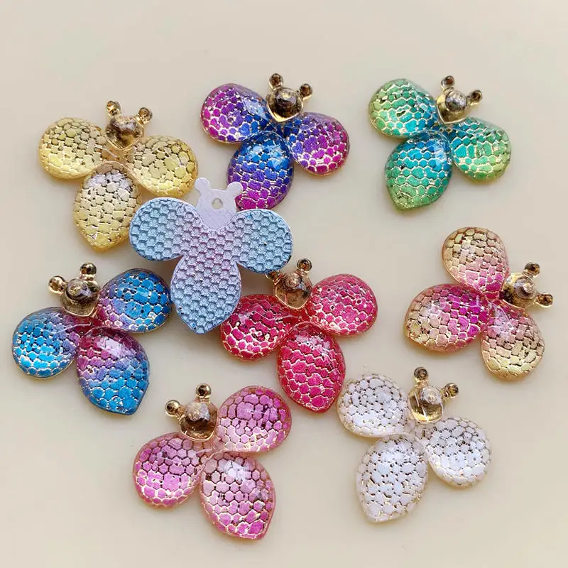 Разноцветные Мультяшные животные пчела Смола плоский Кабошон DIY декоративное