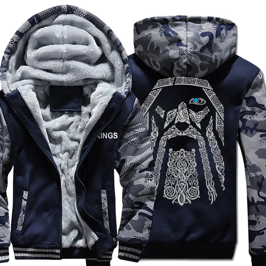 Костюмы викингов зимние утепленные толстовки с капюшоном Odin Viking мужские