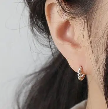 silver small SHANICE женские 925 пробы серебряные серьги-кольца круглые петли Блестящий Блеск Гипсофилы простой обруч, серьги, пирсинг - Окраска металла: silver small