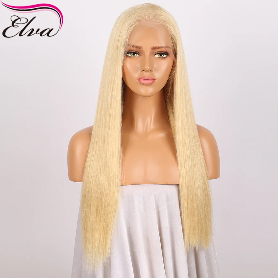Elva Glueless 613 полный кружево человеческие волосы Искусственные парики с ребенком волос бразильский 130% плотность Remy Предварительно сорвал