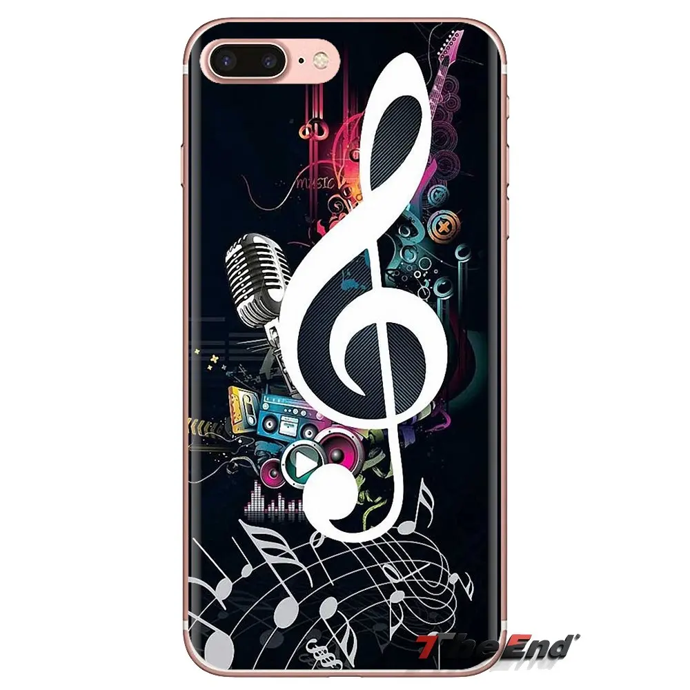 For iPod Touch Apple iPhone 4 4S 5 5S SE 5C 6 6S 7 8 X XR XS Plus MAX music note Sound logo Soft Transparent Cases Covers |