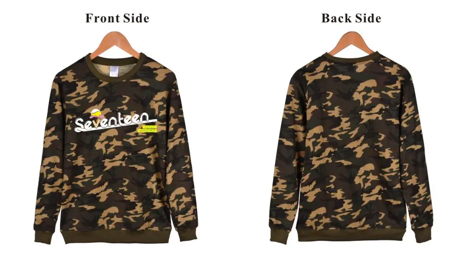 Корейская камуфляжная толстовка для мальчиков Kpop Seventeen камуфляжный пуловер idol